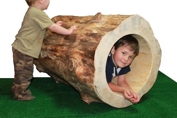 IC WOOD bark-free smooth reclaimed hollow log zoo enrichment natural playground chemical-free NY